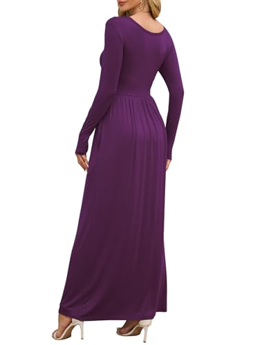 Image of DEARCASE Women's Maxi Dress Long Sleeve Crewneck Empire Waist Long Dresses