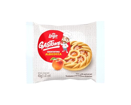 Image of Gastone Lago Crostatine Apricot Tarts, 1.41 oz (6 Count) - Italian Shortcrust Pastry with Sweet Apricot Filling, Individually Wrapped Snack Cakes