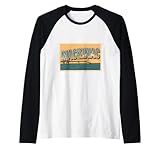 Mackinac Bridge Michigan Travel Retro Vintage Postkarten-Stil Raglan