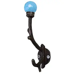 IndianShelf Handmade Dot Wall Hooks Coat Hangers Holders Hanging Key Mount Hat Mug Kitchen Utensils Bathroom (Iron_Turquoise_5.5 Inches)-2 Piece