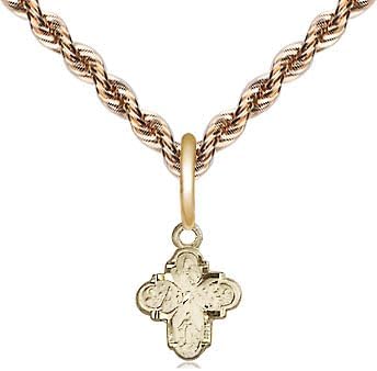 14kt Gold Filled 4-Way Pendant on a 18 inch Gold Filled French Rope Chain.