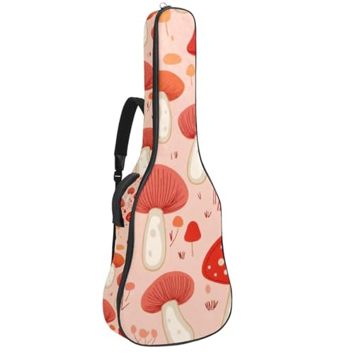 Sac pour guitare acoustique imperméable à motif champignon rouge 108cm