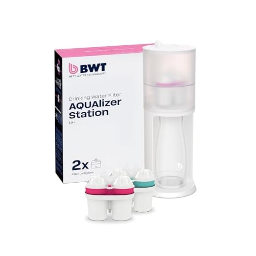 BWT Filtro de agua de mesa AQUAlizer Station | Pack ventaja con 2 cartuchos de filtro y jarra de vidrio adicional