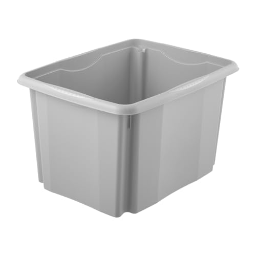 keeeper Aufbewahrungsbox mit Dreh-/Stapelsystem, 30 l, 44,5 x 34,5 x 27 cm, Emil Eco Line, Grau (Eco Stone Grey)