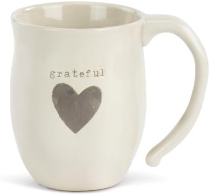 DEMDACO Grateful Heart Cream Inspirational 16 ounce Ceramic Stoneware Coffee Mug