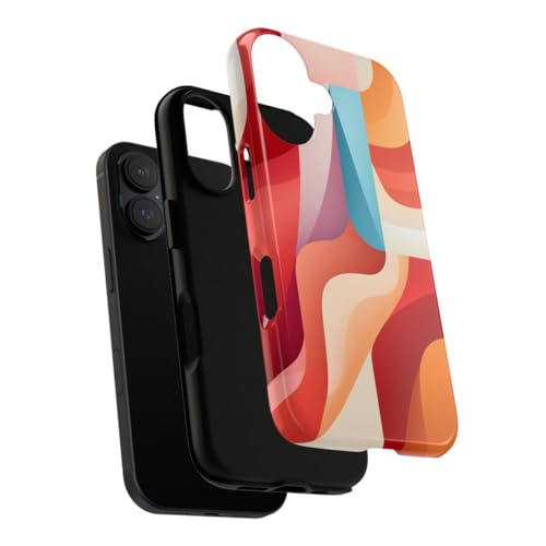 Coque iPhone 16 rigide brillante anti-rayures au motif abstrait coloré - 3