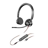 Poly Blackwire 3325, Cuffia Cablata con Connessione USB-A, USB-C, AUX 3,5 mm, Cuscinetti in Similpelle, Riduzione del Rumore e dell