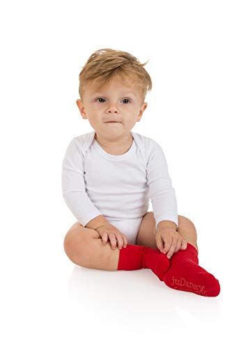 juDanzy 4 Pack of Mid-Calf Ribbed Socks with Anti-Slip Grips for School Uniform, Soccer, Sports, AFO3