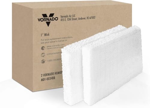 Image of Vornado MD1-0034 Replacement Humidifier Wick, 1-Inch Thick, Replace at Recommended Intervals for Best Performance, Disposable, Genuine Fit for Select Evaporative Humidifiers, White (Pack of 12)
