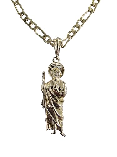 Gold Plated Saint Jude Pendant Necklace Figaro 26