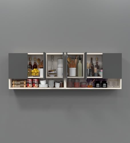 Image of SPECIALITY PANELS 6 Door Mirror Glossy Triple Layered UV Resistant Handless Cabinet Wall Mounted Storage Unit with Space Organizer Durable Cupboard for Kitchen Bathroom Living Room Utility Organizer