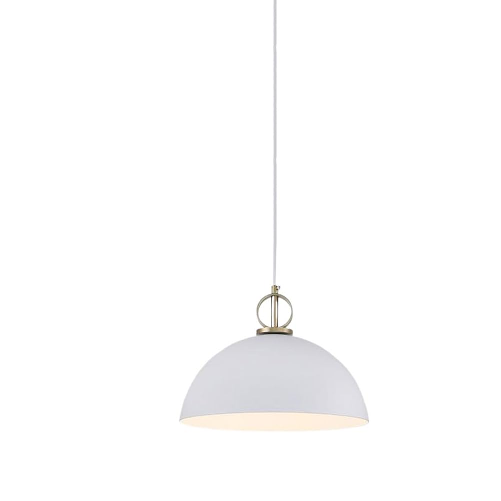 Colorful Semicircle Pendant Light Fixture, Metal Dome Hanging Lamp, Vintage Farmhouse Ceiling Lighting, Retro Aluminum Chandelier for Over Dining Room Kitchen Island Sink (Gray,15.7in)(White,13.7in)