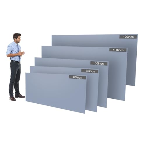 Pantalla de proyector HD 60, 70, 80, 100 y 120 Pulgadas, Pantalla proyección Video sin Marco 16:9, Plegable, montada en la Pared for el hogar Oficina, Gris(120 Inch)
