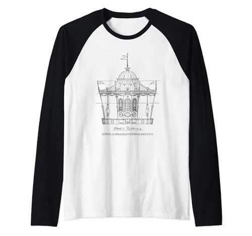 Image of Mary Poppins Carousel Sketch Raglan Baseball Tee