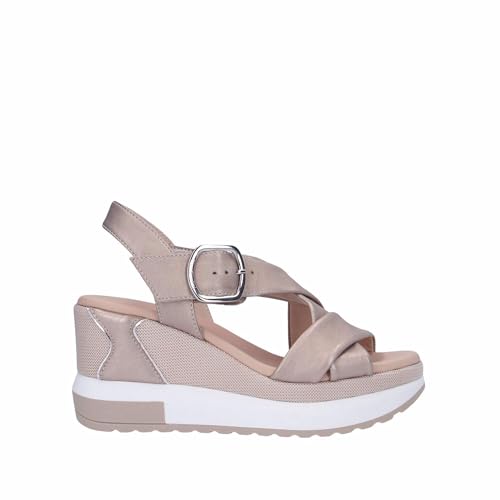 Nero Giardini E513605D Sandales Femme en Cuir - Or 37 EU