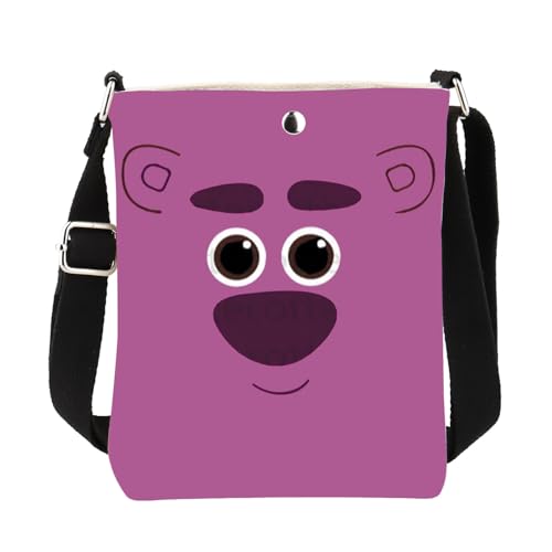 Purple Bear Crossbody Bag Cartoon Fan Gift Cross Body Cell Phone Bucket Wallet Bag with Shoulder Strap