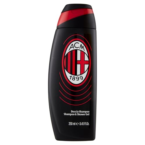 Naturaverde - Football Team - Milan Doccia Shampoo Detergente, Shower Gel Energizzante, Sapone per Corpo e Capelli, 250ml, 1
