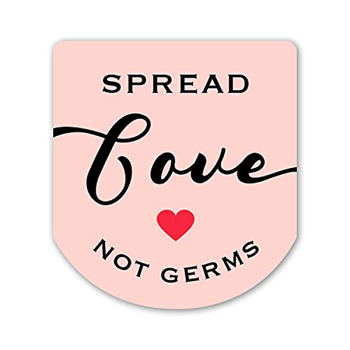 60 LABELS for Mini Hand Sanitizer - Spread Love Not Germs Sticker, Fits most 1oz and 2oz Hand Sanitizer Bottles, For Birthday Party Baby Shower Bridal Shower Wedding Favor, LABELS ONLY (Pink)