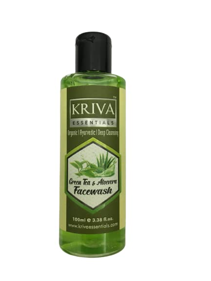 KRIVA ESSENTIALS Men & Women's Moisturizing Face Wash | Deep Pore Cleansing | 100ML (Greeen Tea And Aloevera)