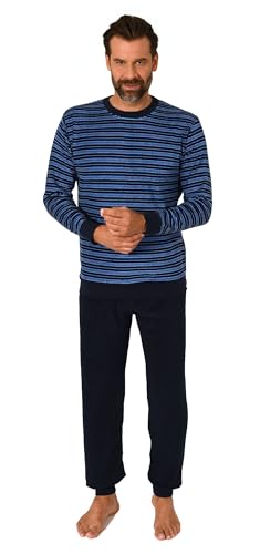 Normann Herren Langarm Frottee Schlafanzug Pyjama mit Bündchen - auch in Übergrößen, Farbe:navy1, Größe:52