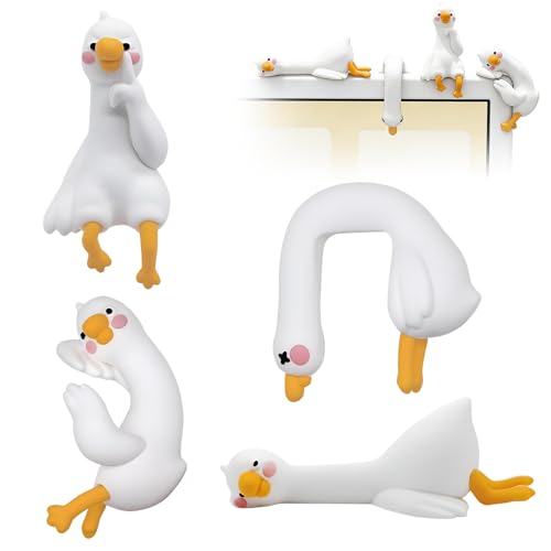 Wsndyjia 4Pcs Mini Goose Figurines Tiny Silly Goose Desk Ornament Decoration 3D Craft Resin Sculpture Tiny Cute Goose Statues for Office Car Dashboard Silly Goose Gifts for Friend
