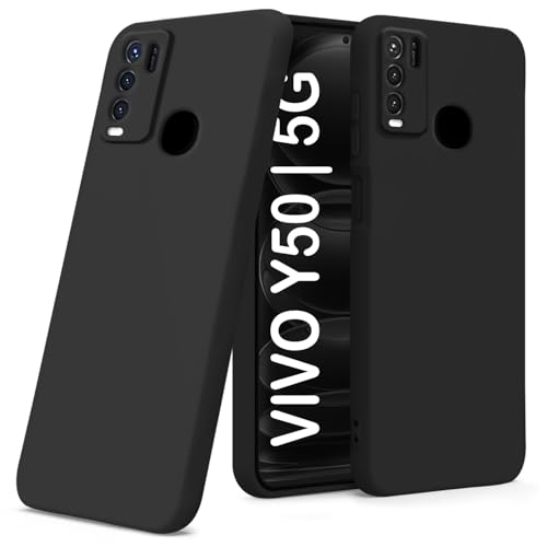 Image of TRUEUPGRADE Liquid Silicone Designed Back Case Cover for Vivo Y50 | Microfiber Inside, Full Protection | Bumper Back Cover Case for Vivo Y50 Black