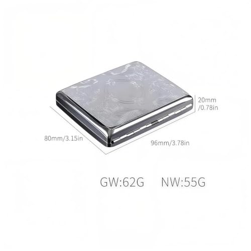 Image of Premium Metal Cigarette Case - Double Sided Spring Clip Open Cigarette Organizer Box for 20 Cigarettes (Silver)