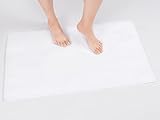 Cotton Paradise 100% Cotton Non Slip Bath Mats for Bathroom, 17x24 inch Soft Absorbent Quick Dry Machine Washable Floor Bath Mat, White