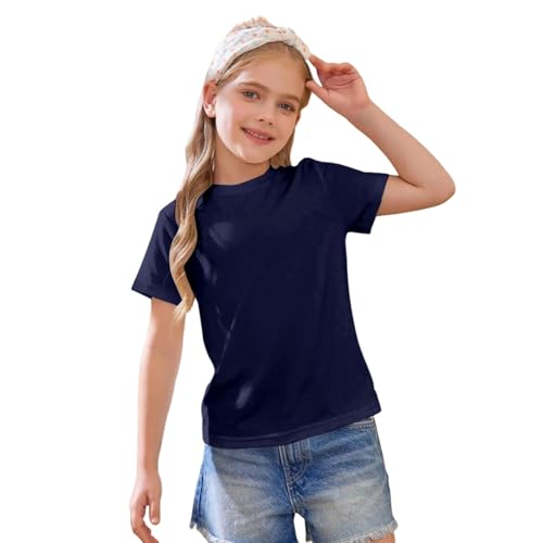 Undershirt for Kids Girls Boys Short Sleeve Crewneck Tees Toddler Casual Solid Cotton Shirt Teens Girls School Clothes2