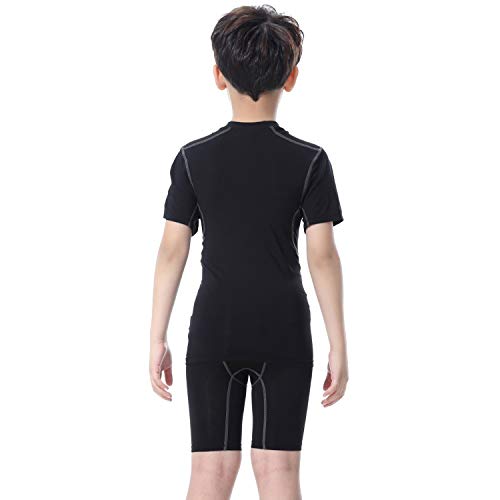TERODACO Boys Thermal Underwear 2 PCS Athletic Base Layer Kids' Compression Shirts and Leggings Set - Thumbnail 2