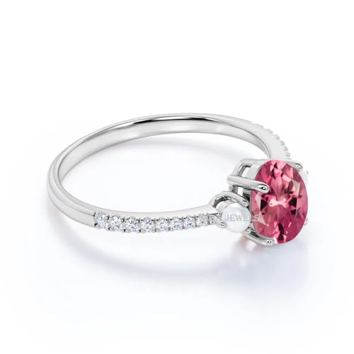 Pearl 1.20 Carat Oval Amethyst and CZ Diamond Shared Prong Engagement Ring in 925 Sterling Silver3