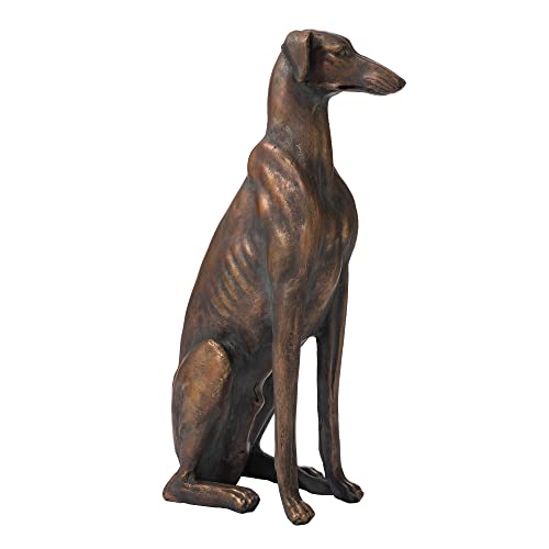 Glitzhome Gh20380 Sitting Greyhound Dog Art Decor Statue, 30.25 Inch, Bronze #TOP2