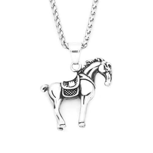 Pendentif cheval de course amulette de chance pour look biker et rock au quotidien