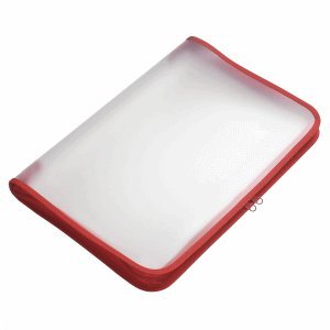 Preisvergleich Produktbild FolderSys Reißverschlusstasche B4 PP farblos transluzent Zip rot