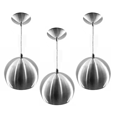 Kit 3 Pendente Bola Cromado Escovado /1 3001