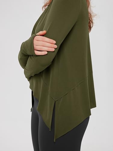 Image of ODODOS Soft Modal Long Sleeve Crop Top for Women with Thumb Hole Athletic Gym Workout Cropped Yoga Shirts