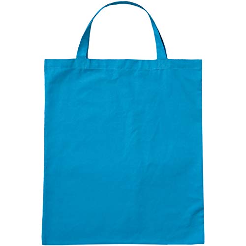 MyShirt 10er Pack Baumwolltasche Classic mit Zwei kurzen Henkeln ca. 38 x 42 cm Baumwollbeutel, Farbe:hellblau Cover