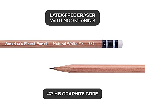 America's Finest Pre-Sharpened #2 Pencils, Made In Usa, Responsibly Sourced Wood Cased, Hb Graphite Core, Natural Wood Look, 12 Pack #TOP2