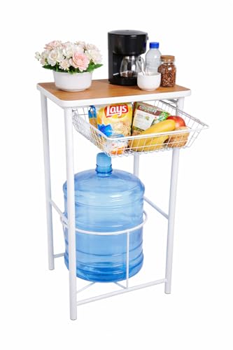 Reviews de Porta garrafon de agua walmart los más recomendados. 47 ALMAPRAC Porta Garrafón con Mesa y Canastilla Blanco – Soporte Metálico para Dispensador de Agua con Estante Organizador