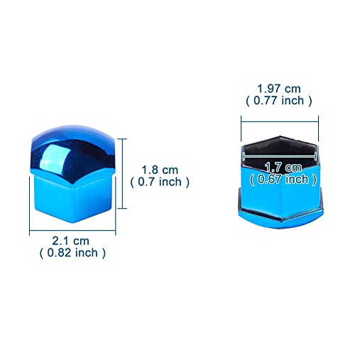 Image of Blueshyhall 17mm Wheel Lug Nut Cover Bolt Caps Anti-Rust Car Tire Nut Cover with Removal Tool (Pack of 20) - Chrome Blue