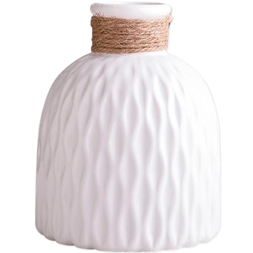 Dafape Jarrón de Plástico, Estante Decorativo de Flores Decoración para Pampas Mesa de Césped Escritorio Hogar Sala de Estar Dormitorio Oficina Fiesta de Bodas Moderno Minimalista Boho Granja (Blanco)
