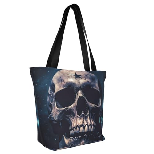 Skull and Stars Print Comfortable Shoulder Bag Summer HandbagTravel Beach Work Daily Use Versatile Carry2