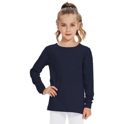 Image of 3T 4T 5T to 12 Years Girls Long Sleeve Shirts Kids Cotton T-Shirt Toddler Basic Crew Neck Top