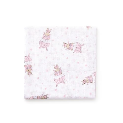 Interbaby Babytücher aus Baumwolle, 80 x 80 cm, Packung mit 3 Mullwindeln für Neugeborene, Stillen, Handtuch, Decke, bequem, weich, atmungsaktiv, Fallschirmspringer-Design, Rosa
