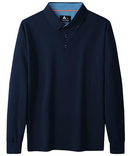 Image of SWISSWELL Long Sleeve Polo Shirts for Men collared Performance Golf Shirts Casual Workwear Office
