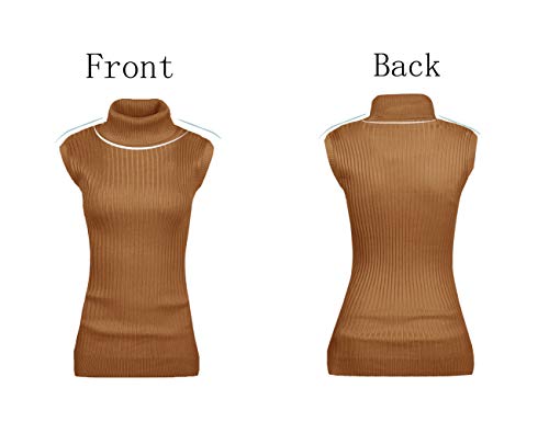 Image of v28 Women Sleeveless High Neck Turtleneck Stretchable Knit Sweater Top