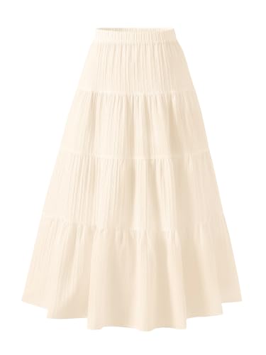 Image of Girls Tiered Maxi Skirt Boho Flowy Peasant Long Skirt for Kid 7-14