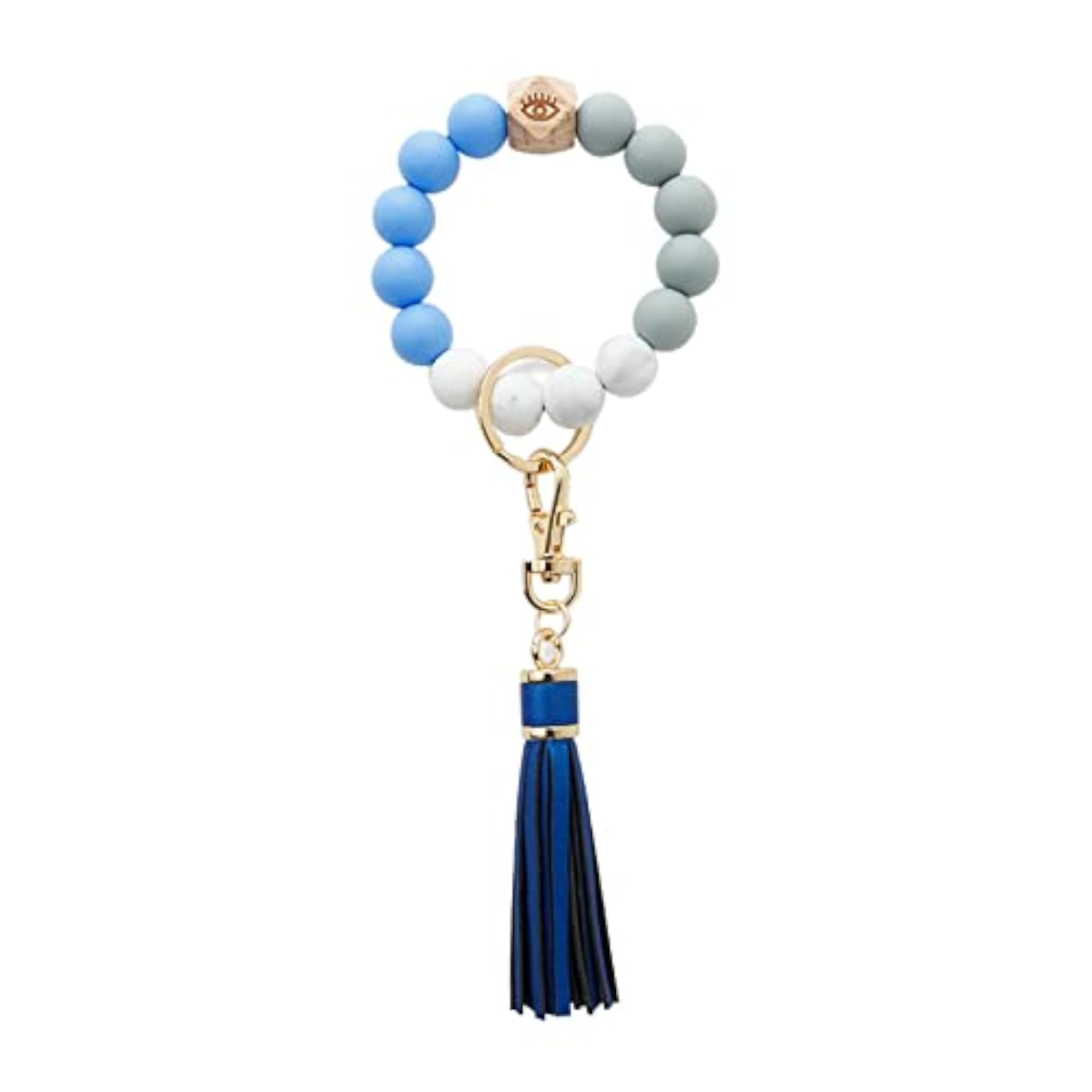 Silicone Bead Keyring Bracelet Wristlet Bangle with Tassel Keychain