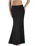 KIFOVEN Women's Casual High Waist Maxi Long Bodycon Pencil Skirt Solid Black Medium