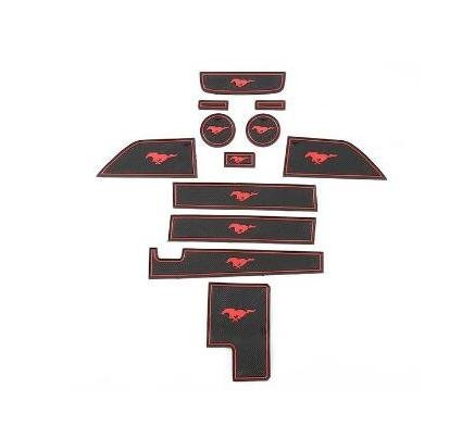 Niceautoitem Red 12pcs Door Groove Anti Slip Mat Silica for Ford Mustang 2015 UP